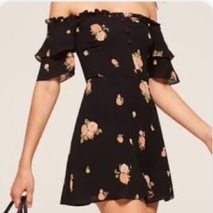 Reformation Diana dress black floral, size 4P